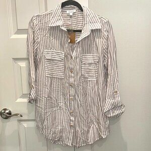 Blu Pepper Stripe Button Up Shirt